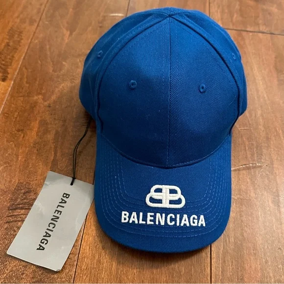 Balenciaga Blue Logo Embroidered Baseball Hat - Picture 1 of 16